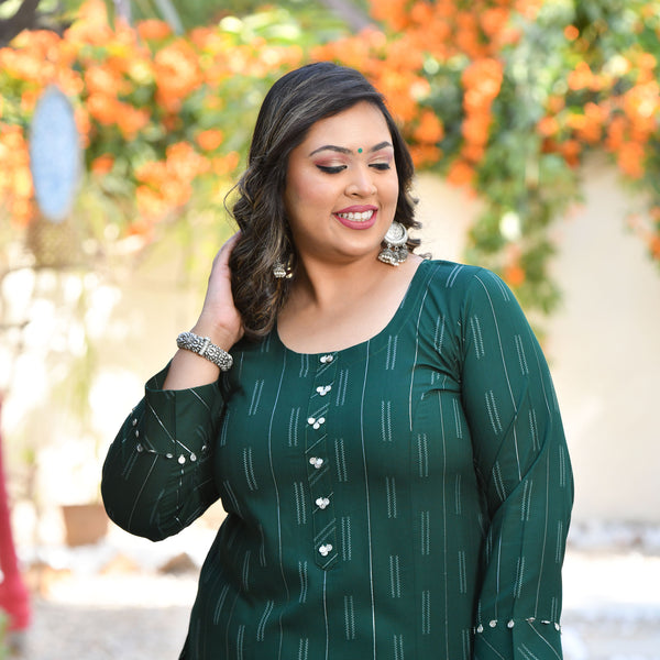 Emerald Elegance Rayon Kurta