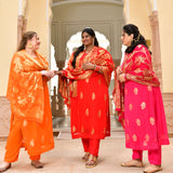Tangerine Banarasi Pure Georgette Suit Set