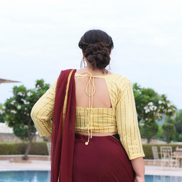 Chalky Yellow Gold Sequin Blouse