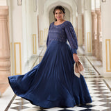 Chambray Blue Chinon Cocktail Dress