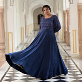 Chambray Blue Chinon Cocktail Dress