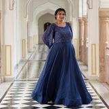 Chambray Blue Chinon Cocktail Dress