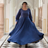 Chambray Blue Chinon Cocktail Dress