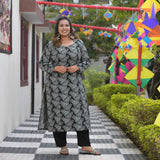 Woollen Charcoal Wave Princess Line Kurta
