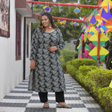 Woollen Charcoal Wave Princess Line Kurta