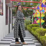 Woollen Charcoal Wave Princess Line Kurta