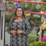 Woollen Charcoal Wave Princess Line Kurta
