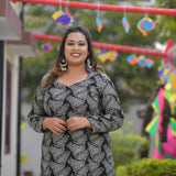 Woollen Charcoal Wave Princess Line Kurta