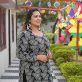 Woollen Charcoal Wave Princess Line Kurta