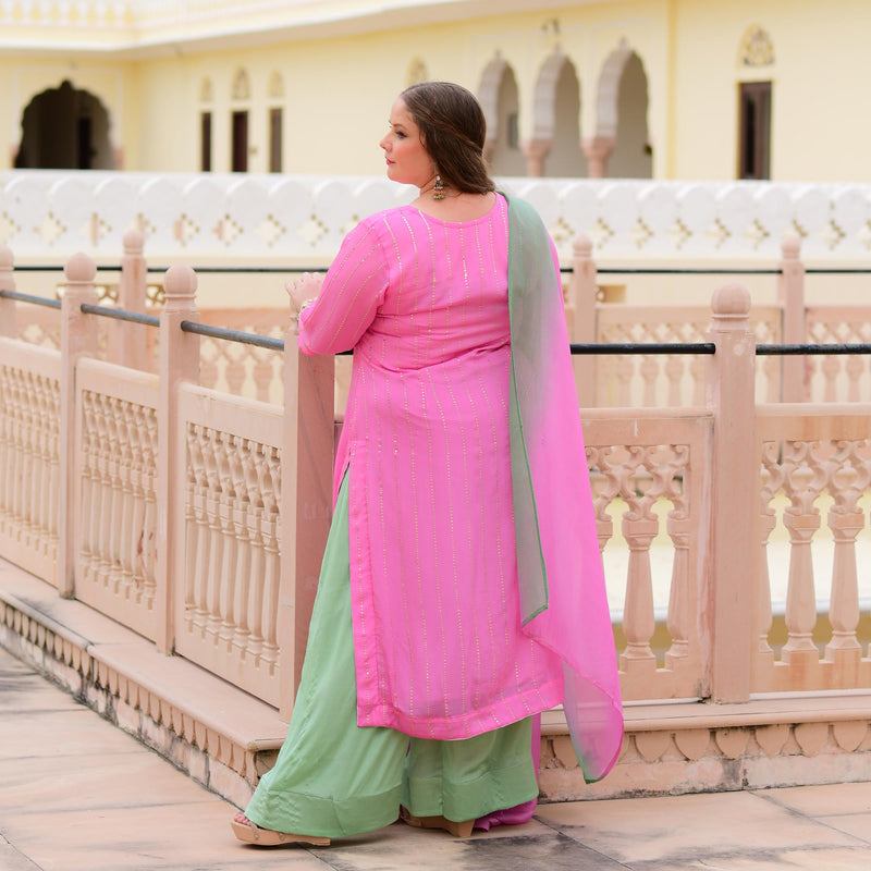 Lavender Rose Chinon Kurta