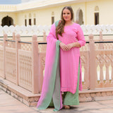Lavender Rose Chinon Kurta