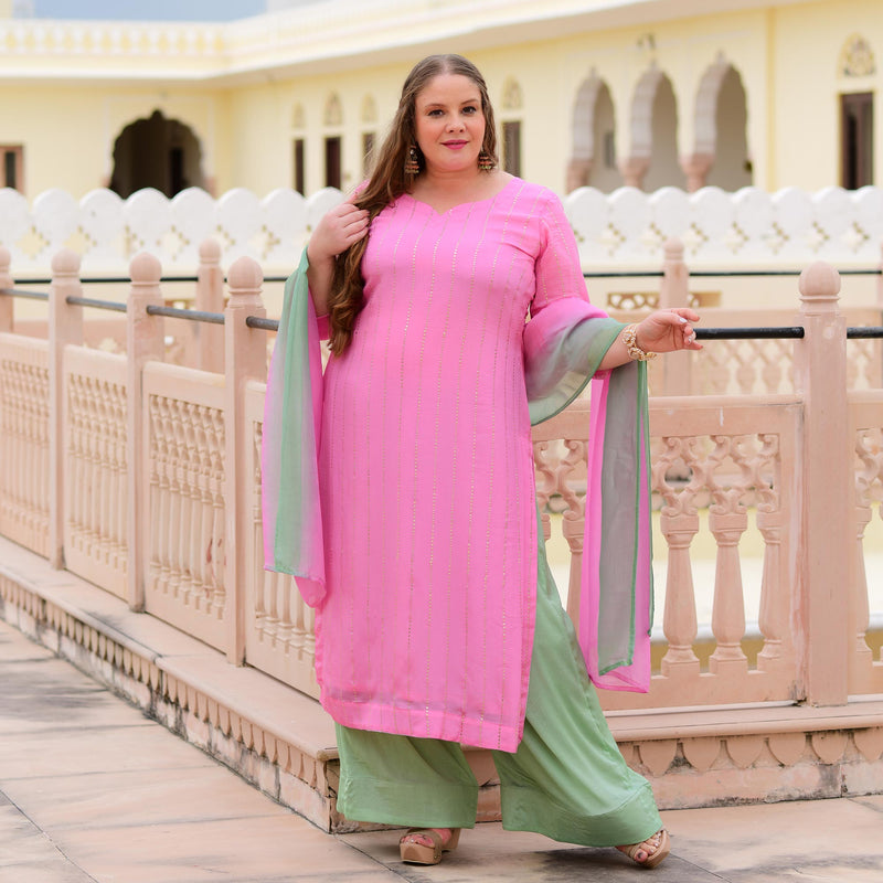 Lavender Rose Chinon Kurta