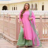 Lavender Rose Chinon Kurta