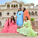 Day Sky Blue Chikan Anarkali
