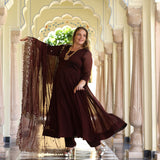 Cocoa Brown Dual Tone Georgette Anarkali Set