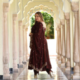 Cocoa Brown Dual Tone Georgette Anarkali Set