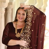 Cocoa Brown Dual Tone Georgette Anarkali Set