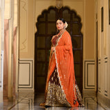 Deep Coffee & Rust Royal Sequin Embroidered Lehenga set