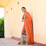 Deep Coffee & Rust Royal Sequin Embroidered Lehenga set