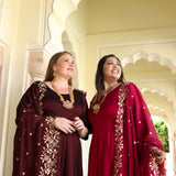 Cocoa Brown Dual Tone Georgette Anarkali Set