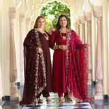 Cocoa Brown Dual Tone Georgette Anarkali Set