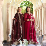 Cocoa Brown Dual Tone Georgette Anarkali Set