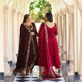 Cocoa Brown Dual Tone Georgette Anarkali Set