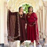 Cocoa Brown Dual Tone Georgette Anarkali Set