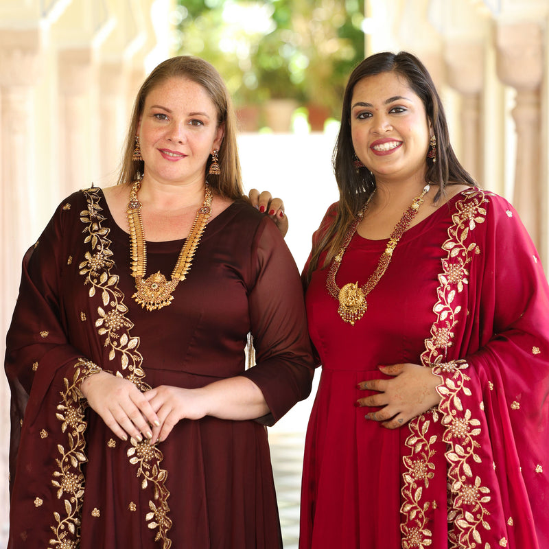 Cocoa Brown Dual Tone Georgette Anarkali Set