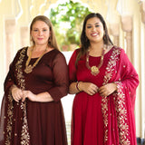 Cocoa Brown Dual Tone Georgette Anarkali Set