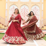 Nutmeg Brown Leaf  Sequin Embroidered Anarkali Dress