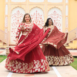Nutmeg Brown Leaf  Sequin Embroidered Anarkali Dress
