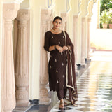 Brewed Coffee Handwork Pure Georgette Kurta
