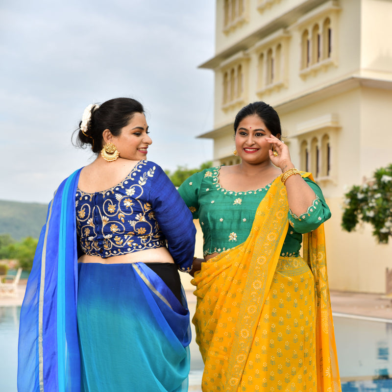 Samundri Neela Gota Patti Blouse