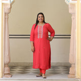Soft Coral Handwork Pure Georgette Suit Set