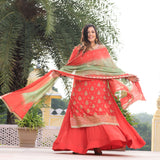 Spiced Pumpkin Embroidered Pure Georgette Kurta