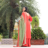 Spiced Pumpkin Embroidered Pure Georgette Kurta