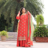 Spiced Pumpkin Embroidered Pure Georgette Kurta