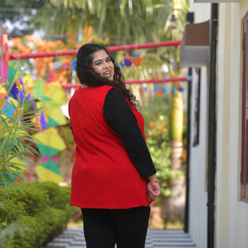 Woollen Cornell Red Knitted Cardigan
