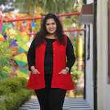 Woollen Cornell Red Knitted Cardigan