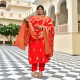 Crimson Red Banarasi Pure Georgette Kurta