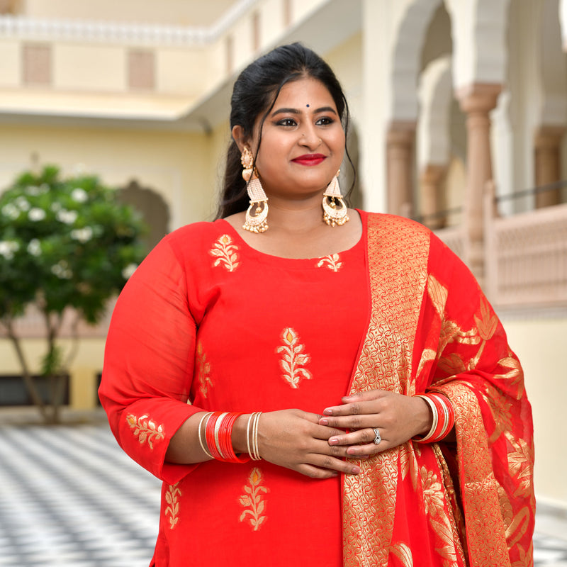 Crimson Red Banarasi Pure Georgette Kurta