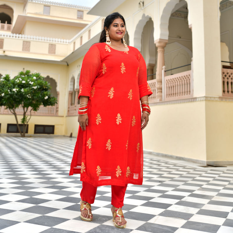 Crimson Red Banarasi Pure Georgette Kurta