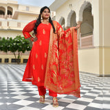 Crimson Red Banarasi Pure Georgette Kurta