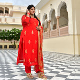 Crimson Red Banarasi Pure Georgette Kurta