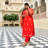 Crimson Red Banarasi Pure Georgette Suit Set