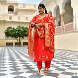 Crimson Red Banarasi Pure Georgette Kurta