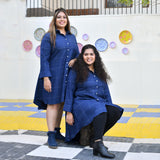 Fun Blue Woollen Shirt Dress
