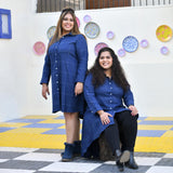Fun Blue Woollen Shirt Dress