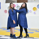 Fun Blue Woollen Shirt Dress